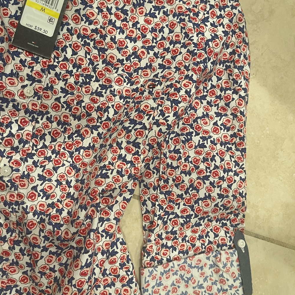 Tommy Hilfiger Floral Button Down Shirt - Red, Blue, White - Picture 2 of 6